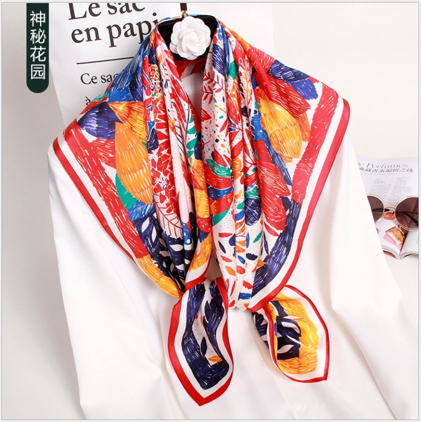 Custom Printed Silk Scarves Decor Accessories 88 88cm