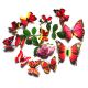 3D Artificial Butterflies Stickers Set | 1-Tier Decor Red PVC Decals for Walls of Kid Rooms