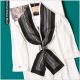 silk ribbon Scarf in vertical stripe black, custom printed silk scarves