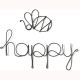 wire bee happy wall art, wire wall decor for room office school