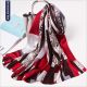 women silk scarf shawls in ornamental red, custom printed silk scarves