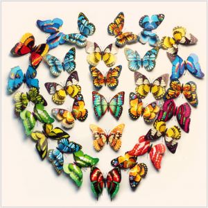 12Pcs Luminous Double Layer 3D Butterfly Wall Stickers Home Room Decor  Butterflies For Wedding Decoration Magnet Fridge Decals