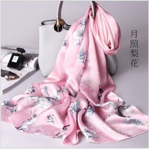 pear flower blossom silk scarves, custom printed scarves