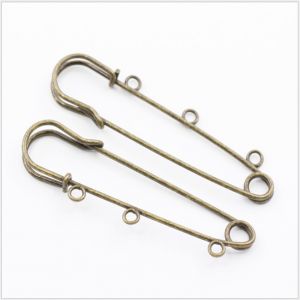decorative safety pins, safety pin brooches in bronze