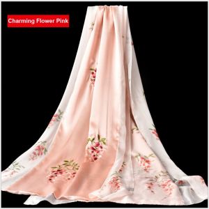 hand embroidery silk scarves in flower charm pink, lengthening silk chiffon scarves