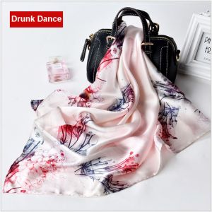 square silk scarves in drunk dance, custom printed scarves