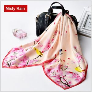 square silk scarves in misty rain, custom printed scarves
