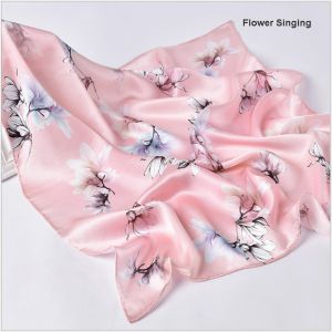 square silk scarves in flower singing, custom printed silk scarves
