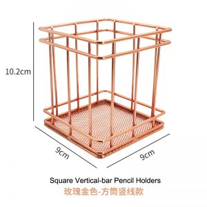 square wire pencil pen holders in rose gold