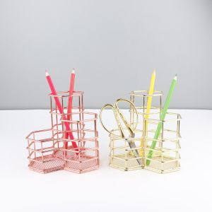 wire pencil cups, gold wire pen holders