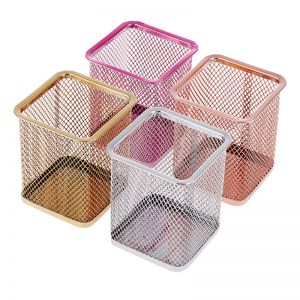 wire mesh pencil holders, wire pen holder cups