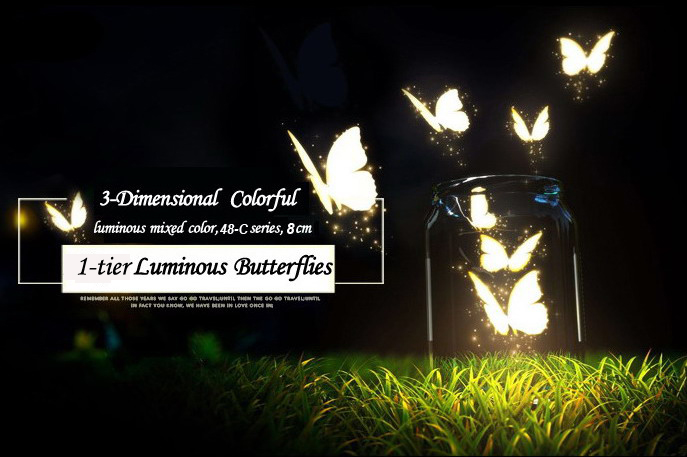 3d butterfly wall stickers, artificial luminous butterflies